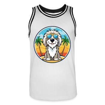 Picardy Sheepdog Breed Cartoon Sunglasses Beach - Men's Basketball Jersey - white/black - Front - AI Model Male 185 dark (185cm)