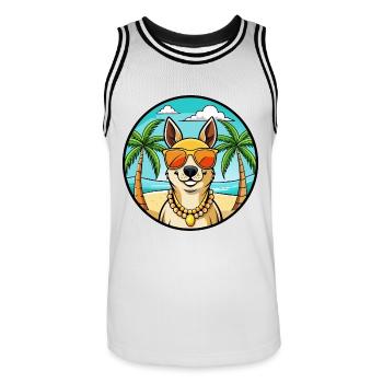 Peruanische Inka-Orchideen-Hunderasse Cartoon-Sonnenbrille - Männer Basketball-Trikot - Weiß/Schwarz - Vorne - AI Model Male 185 dark (185cm)