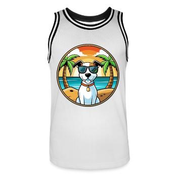 Parson Russell Terrier Hunderasse Cartoon Beach - Männer Basketball-Trikot - Weiß/Schwarz - Vorne - AI Model Male 185 dark (185cm)