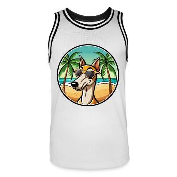 Alter kroatischer Windhund Hunderasse Cartoon Strand - Männer Basketball-Trikot - Weiß/Schwarz - Vorne - AI Model Male 185 dark (185cm)
