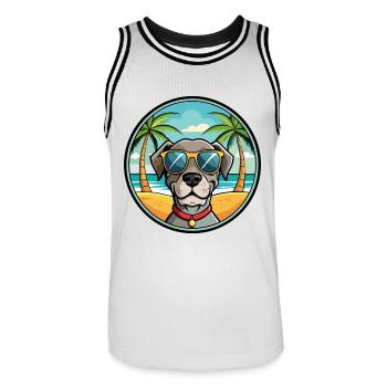 Lunettes de soleil de dessin animé de race de chien d’arrêt danois ancien - Maillot de basket Homme - blanc/noir - Devant - AI Model Male 185 dark (185cm)