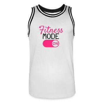 Mode fitness activé - Maillot de basket Homme - blanc/noir - Devant - AI Model Male 185 dark (185cm)