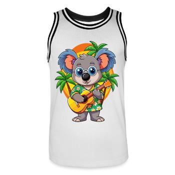 Lustige Koala Cartoon Sommer Strand Sonnenbrille Gitarre - Männer Basketball-Trikot - Weiß/Schwarz - Vorne - AI Model Male 185 dark (185cm)