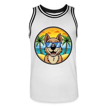 Berger De Beauce Hunderasse Cartoon Sonnenbrille Strand - Männer Basketball-Trikot - Weiß/Schwarz - Vorne - AI Model Male 185 dark (185cm)