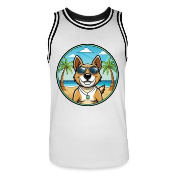 Teddy Roosevelt Terrier Race Chien Dessin Animé Plage - Maillot de basket Homme - blanc/noir - Devant - AI Model Male 185 dark (185cm)