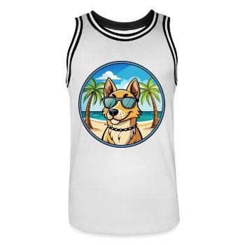 Norwegischer Windhund Rasse Cartoon Sonnenbrille Strand - Männer Basketball-Trikot - Weiß/Schwarz - Vorne - AI Model Male 185 dark (185cm)