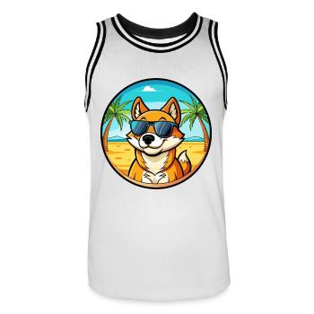 Neuguinea Singende Hunderasse Cartoon Sonnenbrille - Männer Basketball-Trikot - Weiß/Schwarz - Vorne - AI Model Male 185 dark (185cm)