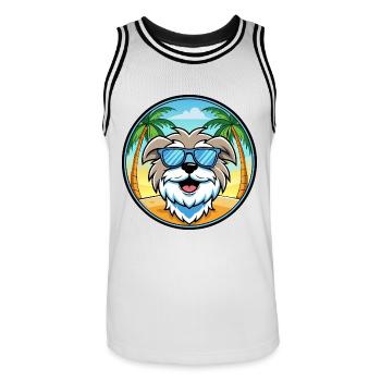 Malteser Hund Rasse Cartoon Sonnenbrille Strand - Männer Basketball-Trikot - Weiß/Schwarz - Vorne - AI Model Male 185 dark (185cm)