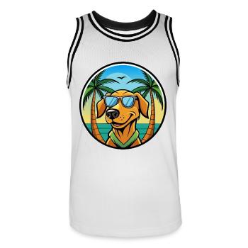 Litauischer Windhund Rasse Cartoon Sonnenbrille Strand - Männer Basketball-Trikot - Weiß/Schwarz - Vorne - AI Model Male 185 dark (185cm)