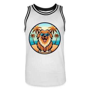 Leonberger Chien Race Dessin Animé Lunettes de Soleil Plage - Maillot de basket Homme - blanc/noir - Devant - AI Model Male 185 dark (185cm)