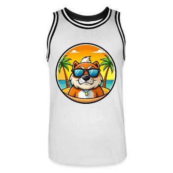 Lunettes de soleil de chasse de race de chien de garde de Moscou plage - Maillot de basket Homme - blanc/noir - Devant - AI Model Male 185 dark (185cm)