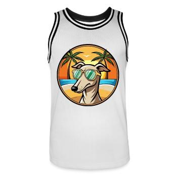 Windhund Hund Rasse Cartoon Sonnenbrille Strand - Männer Basketball-Trikot - Weiß/Schwarz - Vorne - AI Model Male 185 dark (185cm)
