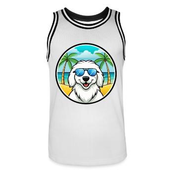 Grandes Pyrénées Chien Race Dessin Animé Lunettes De Soleil Plage - Maillot de basket Homme - blanc/noir - Devant - AI Model Male 185 dark (185cm)