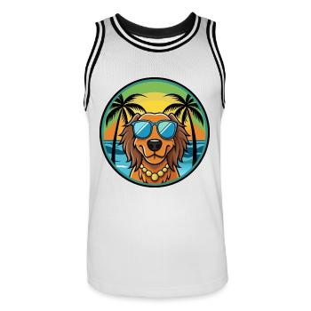 Gordon Setter Hunderasse Cartoon Sonnenbrille Strand - Männer Basketball-Trikot - Weiß/Schwarz - Vorne - AI Model Male 185 dark (185cm)