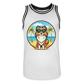Berger anglais Chien Race Dessin Animé Lunettes De Soleil Plage - Maillot de basket Homme - blanc/noir - Devant - AI Model Male 185 dark (185cm)