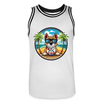 Grand Anglo Français Hunderasse Cartoon Sonnenbrille - Männer Basketball-Trikot - Weiß/Schwarz - Vorne - AI Model Male 185 dark (185cm)