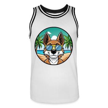 Drever Hunderasse Cartoon Sonnenbrille Strand - Männer Basketball-Trikot - Weiß/Schwarz - Vorne - AI Model Male 185 dark (185cm)
