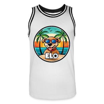Hunderasse Cartoon Sonnenbrille Strand - Männer Basketball-Trikot - Weiß/Schwarz - Vorne - AI Model Male 185 dark (185cm)