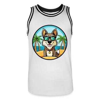 Georgischer Schäferhund Hunderasse Cartoon Sonnenbrille Strand - Männer Basketball-Trikot - Weiß/Schwarz - Vorne - AI Model Male 185 dark (185cm)