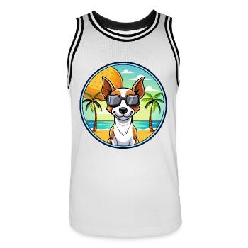 Decker Rat Terrier Hunderasse Cartoon Sonnenbrille - Männer Basketball-Trikot - Weiß/Schwarz - Vorne - AI Model Male 185 dark (185cm)