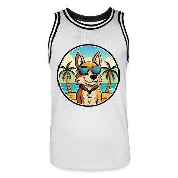 Cesky Fousek Hunderasse Cartoon Sonnenbrille Strand - Männer Basketball-Trikot - Weiß/Schwarz - Vorne - AI Model Male 185 dark (185cm)