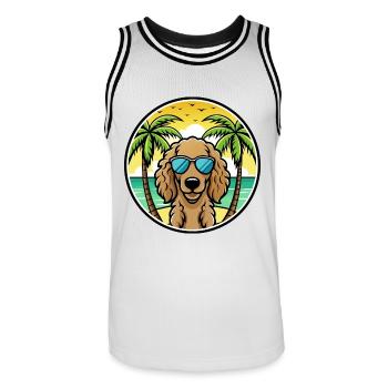 Lockig Beschichtet Retriever Hunderasse Cartoon Strand - Männer Basketball-Trikot - Weiß/Schwarz - Vorne - AI Model Male 185 dark (185cm)