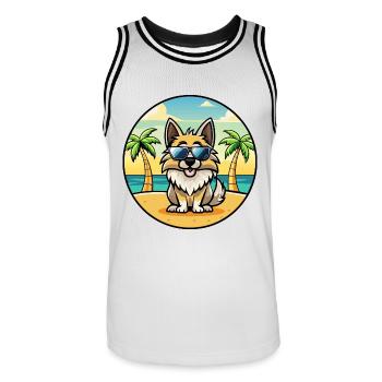 Kroatische Schäferhundrasse Cartoon Sonnenbrille Strand - Männer Basketball-Trikot - Weiß/Schwarz - Vorne - AI Model Male 185 dark (185cm)