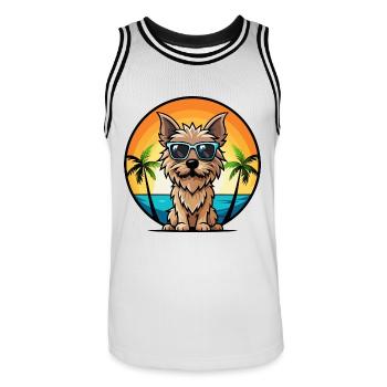 Cairn Terrier Hund Rasse Cartoon Sonnenbrille Strand - Männer Basketball-Trikot - Weiß/Schwarz - Vorne - AI Model Male 185 dark (185cm)