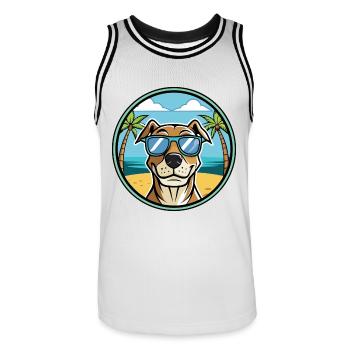 Catahoula Cur Hunderasse Cartoon Sonnenbrille Strand - Männer Basketball-Trikot - Weiß/Schwarz - Vorne - AI Model Male 185 dark (185cm)