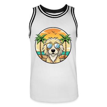 Katalanische Schäferhundrasse Cartoon Sonnenbrille Strand - Männer Basketball-Trikot - Weiß/Schwarz - Vorne - AI Model Male 185 dark (185cm)