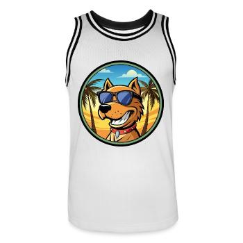 Kanarische Warren Hound Hunderasse Cartoon Sonnenbrille - Männer Basketball-Trikot - Weiß/Schwarz - Vorne - AI Model Male 185 dark (185cm)