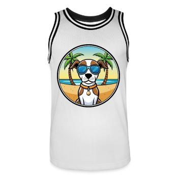 Burgos Pointer Dog Breed Cartoon Sunglasses Beach - Men's Basketball Jersey - white/black - Front - AI Model Male 185 dark (185cm)