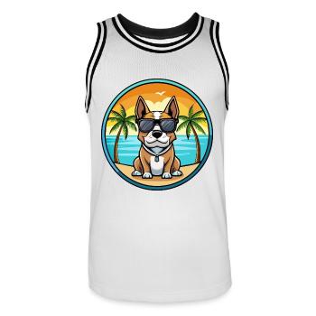 Braque Auvergne Chien Race Dessin Animé Lunettes de Soleil Plage - Maillot de basket Homme - blanc/noir - Devant - AI Model Male 185 dark (185cm)
