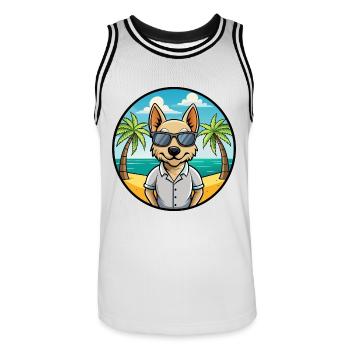Braque Saint Germain Hunderasse Cartoon Sonnenbrille - Männer Basketball-Trikot - Weiß/Schwarz - Vorne - AI Model Male 185 dark (185cm)