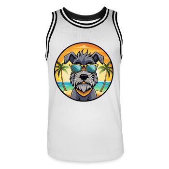 Bouvier Des Ardennes Hunderasse Cartoon Sonnenbrille - Männer Basketball-Trikot - Weiß/Schwarz - Vorne - AI Model Male 185 dark (185cm)