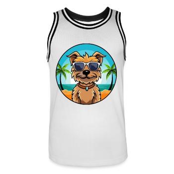 Border Terrier Hund Rasse Cartoon Sonnenbrille Strand - Männer Basketball-Trikot - Weiß/Schwarz - Vorne - AI Model Male 185 dark (185cm)