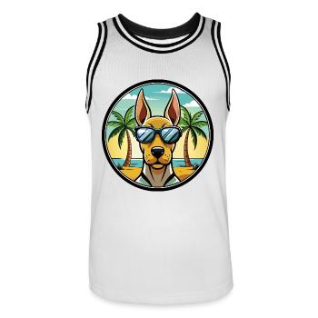 Belgian Pointer Dog Breed Cartoon Sunglasses Beach - Men's Basketball Jersey - white/black - Front - AI Model Male 185 dark (185cm)