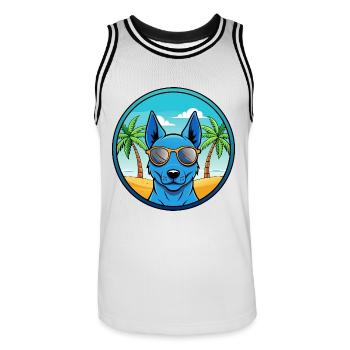 Blaue thailändische Ridgeback Hunderasse Cartoon Sonnenbrille - Männer Basketball-Trikot - Weiß/Schwarz - Vorne - AI Model Male 185 dark (185cm)