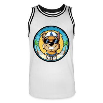 Billy Hunderasse Cartoon Sonnenbrille Strand - Männer Basketball-Trikot - Weiß/Schwarz - Vorne - AI Model Male 185 dark (185cm)