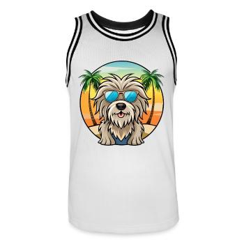 Bergamasco Chien de berger Race Dessin animé Lunettes de soleil Plage - Maillot de basket Homme - blanc/noir - Devant - AI Model Male 185 dark (185cm)