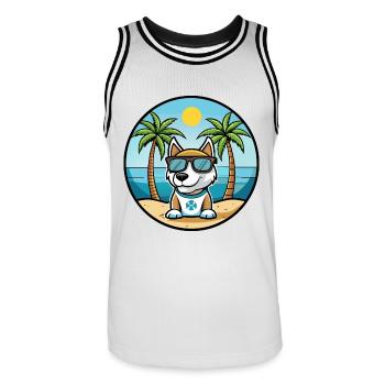 Argentino Chien Race Dessin Animé Lunettes De Soleil Plage - Maillot de basket Homme - blanc/noir - Devant - AI Model Male 185 dark (185cm)