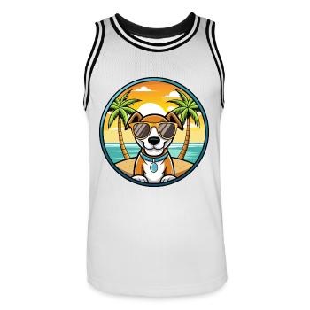 Ariege Pointer Hund Rasse Cartoon Sonnenbrille Strand - Männer Basketball-Trikot - Weiß/Schwarz - Vorne - AI Model Male 185 dark (185cm)