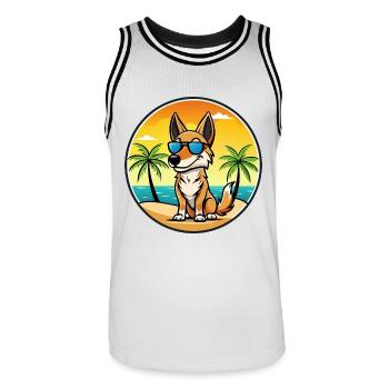 Australischer Kelpie Hund Rasse Cartoon Sonnenbrille Strand - Männer Basketball-Trikot - Weiß/Schwarz - Vorne - AI Model Male 185 dark (185cm)