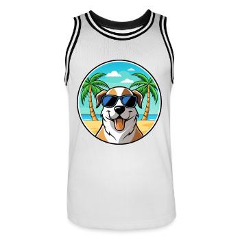 Lunettes de soleil de race de chien de berger d’Anatolie - Maillot de basket Homme - blanc/noir - Devant - AI Model Male 185 dark (185cm)