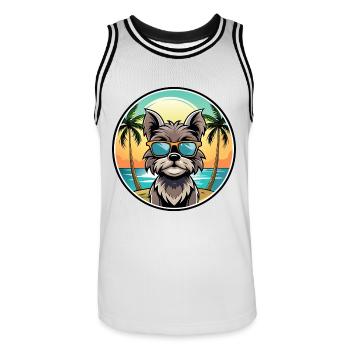 Affenpinscher Chien Race Dessin Animé Lunettes De Soleil Plage - Maillot de basket Homme - blanc/noir - Devant - AI Model Male 185 dark (185cm)