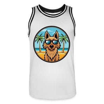 Afghanischer Kuchi Hund Rasse Cartoon Sonnenbrille Strand - Männer Basketball-Trikot - Weiß/Schwarz - Vorne - AI Model Male 185 dark (185cm)