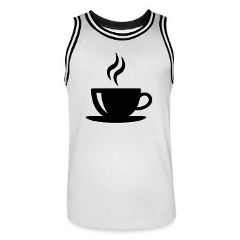 Kaffeetasse - Männer Basketball-Trikot - Weiß/Schwarz - Vorne - AI Model Male 185 dark (185cm)
