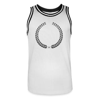 Laurel Wreath Vintage Award Badge Frame Vector - Männer Basketball-Trikot - Weiß/Schwarz - Vorne - AI Model Male 185 dark (185cm)