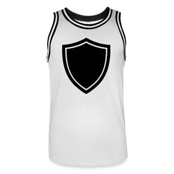 Schild-Symbol-Logo-Form-Sicherheit - Männer Basketball-Trikot - Weiß/Schwarz - Vorne - AI Model Male 185 dark (185cm)