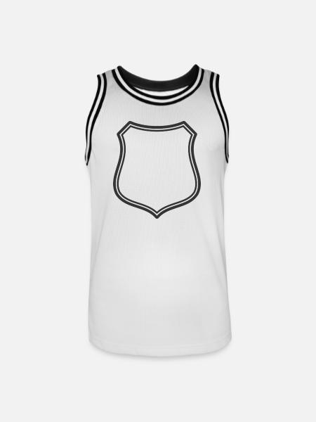 Leeres Schildlinien-Symbol Abzeichen Wappen Umrisssymbol - Männer Basketball-Trikot - Weiß/Schwarz